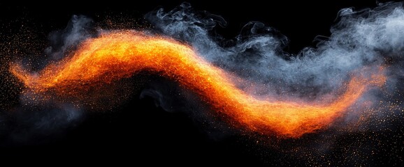 Poster - Fiery wave, smoke trail, dark backdrop, design element