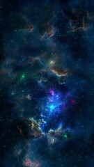 Wall Mural - A voyage through space with a bright star in the middle of nebula.