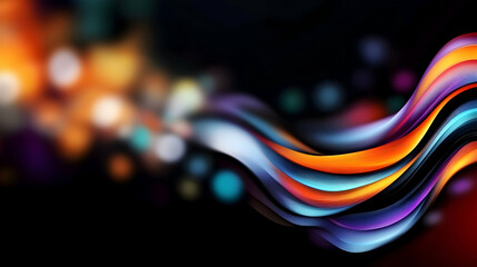 Abstract colorful wave, night bokeh background, design element, website banner