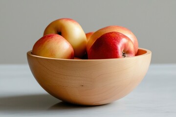 Wall Mural - Red and yellow apples in a wooden bowl