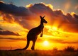 © Arnada - Majestic Kangaroo Silhouette at Sunset - Australian Wildlife Stock Photo