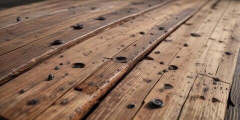 Old wooden boards with visible screws and natural grain, screws, grain, boards, rustic