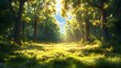 © Purnomo adi - Sunlit Forest Path, Meadow, Sunlight, Trees, Nature, Background, Idyllic, Peaceful, Wallpaper