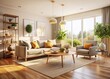 © Arnada - Minimalist Living Room: Cozy Natural Light, Elegant Decor, Panoramic Interior Design