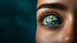 © Marketplace - A surreal and conceptual digital depicting the Earth embedded as the iris of a human eye creating a symbolic image that represents the unity between humanity and the natural world