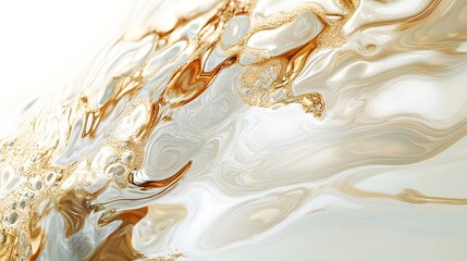 Poster - Abstract Fluid Design with Gold and Cream Tones for Digital Art