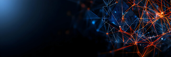 Abstract Digital Network, Data Flows Dynamically Across Interconnected Nodes, Illuminating Technological Advancement.