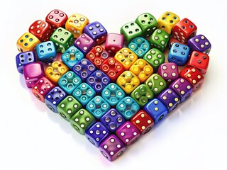 Wall Mural - PNG Dice Heart Drawing: High-Resolution Stock Image of Dice Forming a Heart Shape