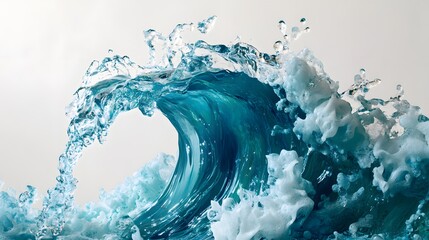 Poster - Dynamic Ocean Wave Breaking with White Foam and Blue Water