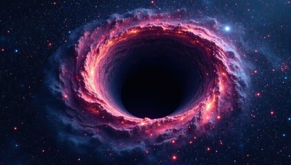 Wall Mural - swirling black hole against a starry night sky background, universe, emptiness, gravity