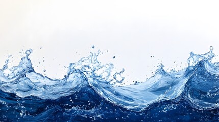 Poster - Dynamic Wave Movement in Clear Blue Water with Splashes and Foam