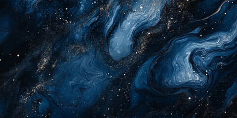 Midnight galaxy marble background with deep indigo and silver dust, celestial and dreamy.