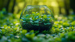 © Aliaksandra - A delicate sprout inside a transparent glass sphere resting on moss, symbolizing sustainability and ecological balance in nature