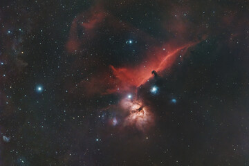 horsehead and flame nebula