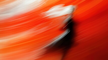 Poster - Abstract motion blur of woman's silhouette against dynamic red background