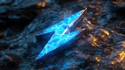Wall Mural - glowing blue lightning bolt energy symbol