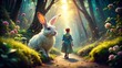 © Man888 - Whimsical Wonderland: Follow the White Rabbit - A Mysterious Portrait