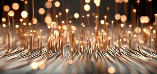 Leinwandbilder - Innovative internet communication concept with glowing abstract background, digital technology cables, and computer datum for high-speed connection themes.