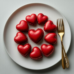 Wall Mural - beautifully baked red heart-shaped cookies