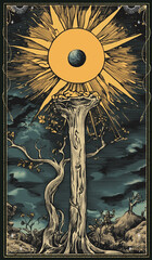 Wall Mural - vintage vintage style deck of tarot cards. magical predictions of the future, mysterious characters.	