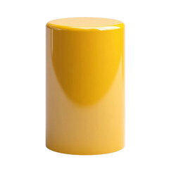 Aufkleber - The image shows a single, bright yellow, cylindrical object with a glossy finish against a plain black background.