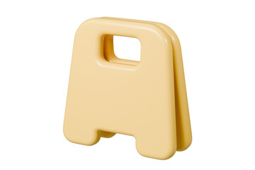 Wall Mural - 3d yellow warning sign board icon. warning sign wet floor concept. 3d minimal cartoon frame warning 