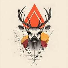 Wall Mural - Abstract deer head graphic design, geometric style