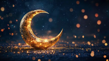 Wall Mural - crescent moon eid mubarak festival greeting design