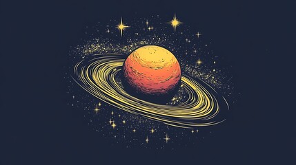 Canvas Print - Planet Saturn in space illustration