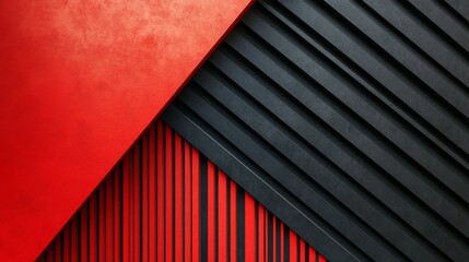 Wall Mural - Bold Geometric Architecture Design with Striking Red and Black Panels