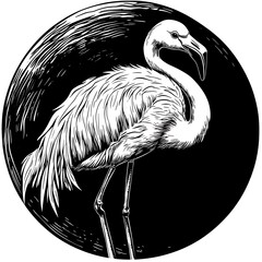 Wall Mural - Elegant flamingo graphic design, artistic illustration, black and white