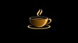 © Indri - Golden coffee cup on black background; simple illustration. Possible use  logo or graphic design element