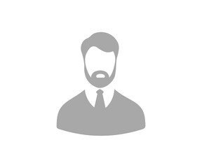 Poster - Business man character face silhouette. Profile picture, portrait symbol. User member. Business man character with avatar photo silhouette illustration on transparent background PNG.