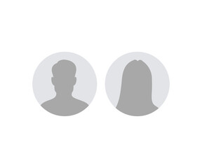 Poster - Man and woman avatar profile. Male and Female face silhouette. Circle button with avatar photo silhouette vector design and illustration.	

