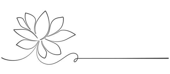 Wall Mural - One line vector illustration of a lotus flower