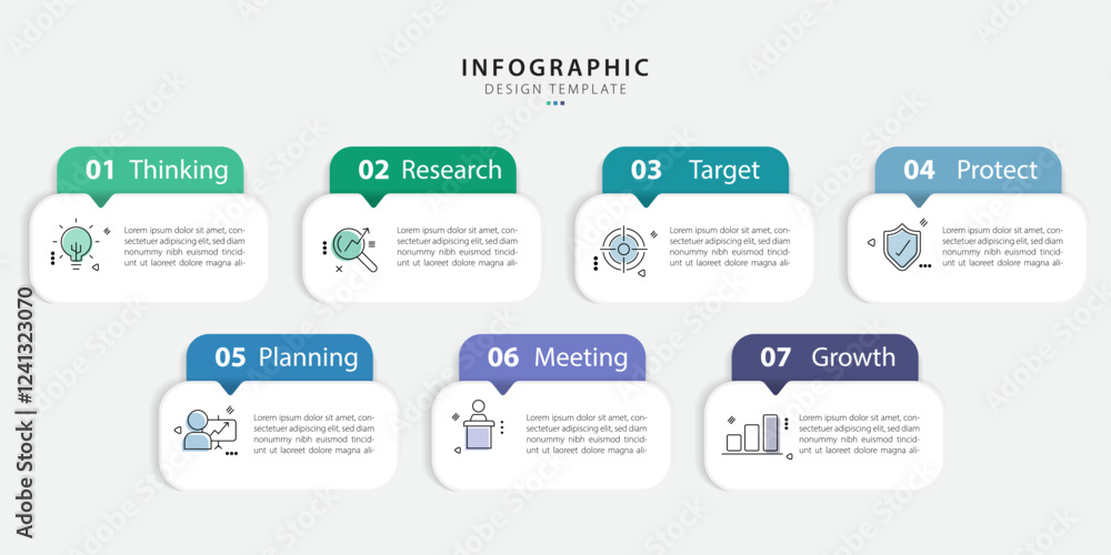 Timeline Creator infographic template. 7 Step timeline journey ...