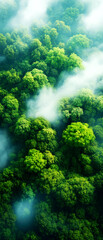 Wall Mural - Sustainable forest conservation efforts tropical rainforest aerial photography lush green environment bird's eye view nature's resilience