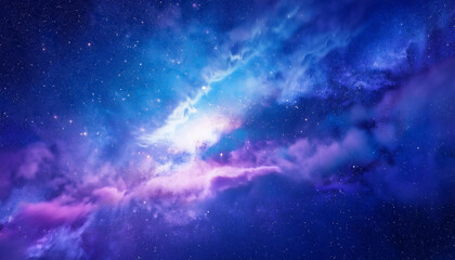 excessive near up of summary blurred cosmic nebula area blue and radiant lavender hues within the fa