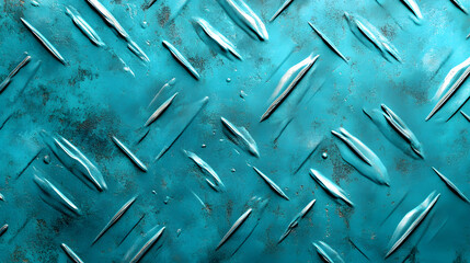 A turquoise metallic texture with sharp edges and a reflective surface, creating a sleek and modern design element.