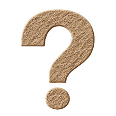 Sand question mark symbol on textured background, isolated design