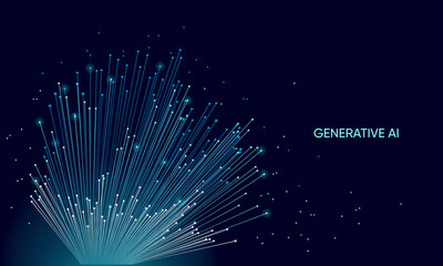 Wall Mural - illustration of abstract stream. artificial intelligence. big data, technology, ai, data transfer, d