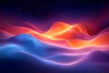 Wall Mural - Abstract Cosmic Landscape with Vibrant Waves and Stars