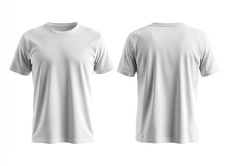 Wall Mural - White T-shirt template, front and back view, isolated on a white background. Mockup for design print presentation, mock-up, print concept stock photo in high definition (HD), 