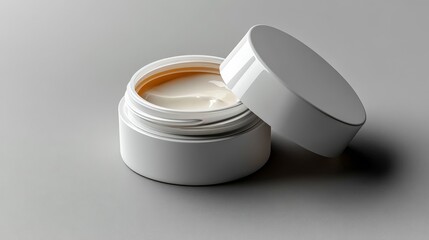 Poster - Luxurious Skincare Cream in Elegant White Jar: High-Quality Product Mockup for Branding and Packaging Design