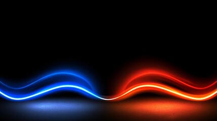 Wall Mural - at night, the neon road glows with speed motion. blue lights shine on the road before. abstract ligh
