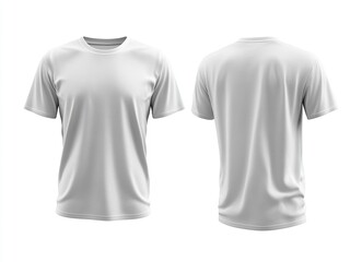 Wall Mural - White T-shirt template, front and back view, isolated on a white background. Mockup for design print presentation, mock-up, stock photo.