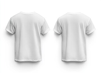 Wall Mural - White T-shirt template, front and back view, isolated on a white background. Mockup for design print presentation, mock-up, stock photo.