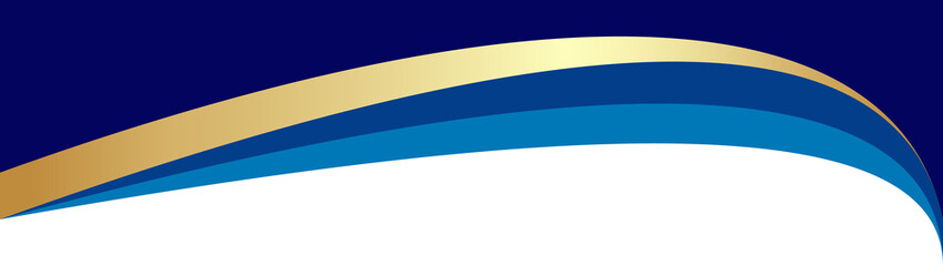 Wall Mural - border shape for banner design. blue header section with golden line. abstract bottom for web page. 