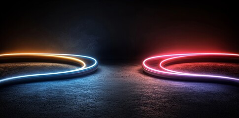 Wall Mural - a vibrant blend of blue and purple neon lights forms an abstract background, highlighting the speed 