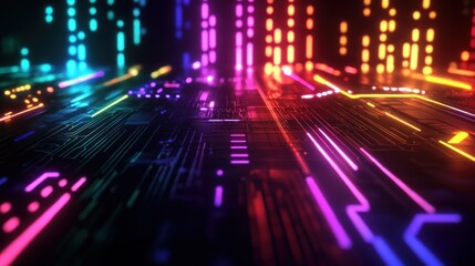 Wall Mural - background gaming abstract neon sci-fi themes cyberpunk rainbow glowing dynamic technology wallpaper